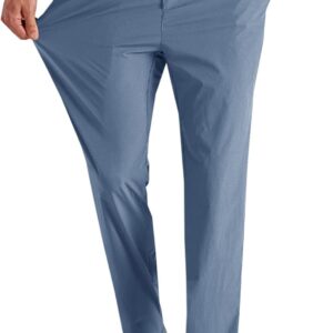 Mens Stretch Golf Pants Casual Slim Fit Dress Pants Elastic Waist Tapered Work Cropped Trousers