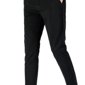 Plaid&Plain Men's Stretch Skinny Fit Casual Business Pants Ankle Dress Pants