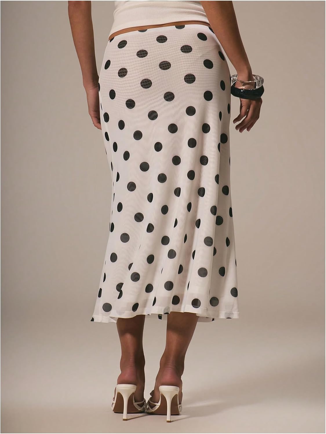 Women's Polka Dots Midi Skirt Low Rise Summer Casual Going Out Skirts - Image 2