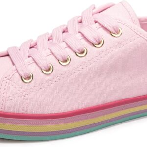 Women Low Top Canvas Shoes Lace up Fashion Sneakers Casual Comfort Walking Shoes