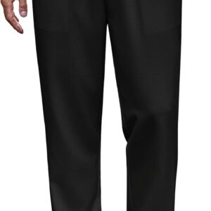 Mens Linen Casual Pants Lightweight Drawstring Beach Pants Elastic Waist Cropped Pants