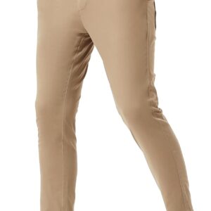 Plaid&Plain Men's Slim Fit Khaki Pants Stretch Cropped  Skinny Pants