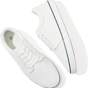 Mens White Casual Shoes All Black Fashion Sneakers for Men Low Top Lace Up Canvas Shoes