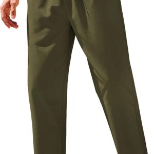 Mens Linen Casual Pants Elastic Waist Drawstring Trousers Yoga Beach Summer Pants