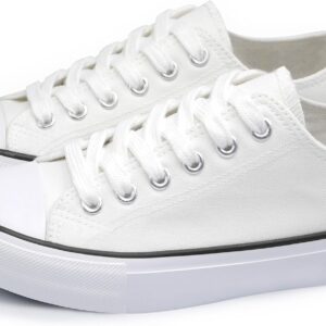 Women Canvas Shoes Low Top and Lace up Fashion Casual Sneakers Black and White Classic