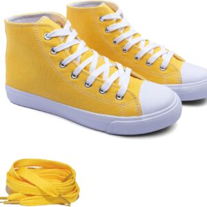Women High-Top Canvas Sneakers – Classic Lace-Up Casual Shoes with Extra Shoelaces – Comfortable, Stylish, and Durable