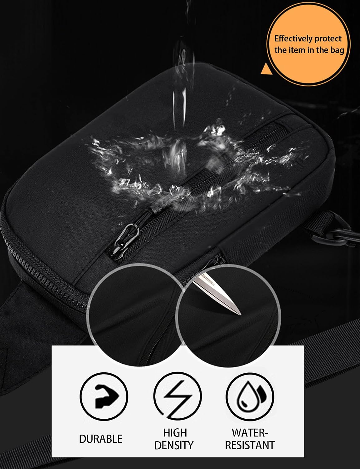 Mens Mini Sling Bag Chest Bag Shoulder Bag Women Crossbody Bag Phone Holder with Reversible Strap and Dual Pocket - Image 2