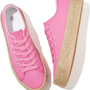 Canvas Shoes for Women White Platform Sneakers Low Top Lace Up Tennis Shoes Comfortable Casual Walking Shoes